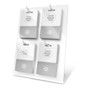 Gift Card Stands with Hook - Quad (4UP), White